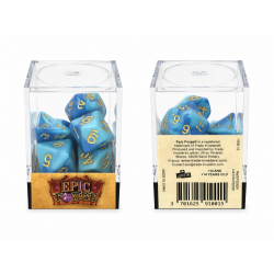 Lot de 7 dés en boîte – Fusion Bleu clair et blanc