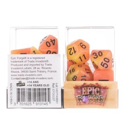 Lot de 7 Dés en boîte – Feu phosphorescent