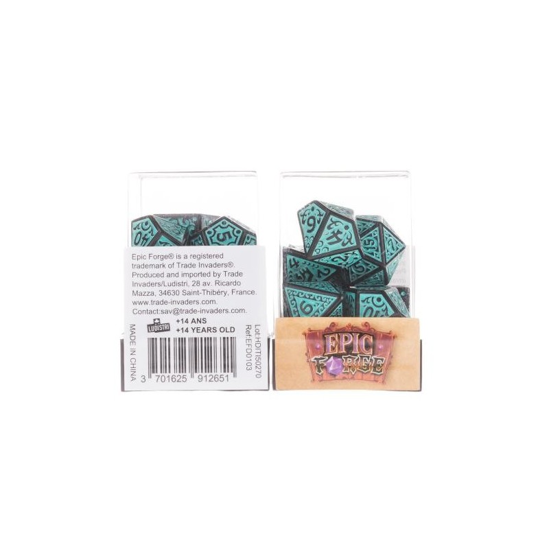 Lot de 7 dés en boîte – Magic Flame Teal